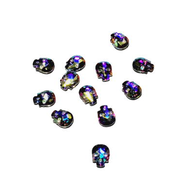 Aurora Flatback Crystal AB Skulls