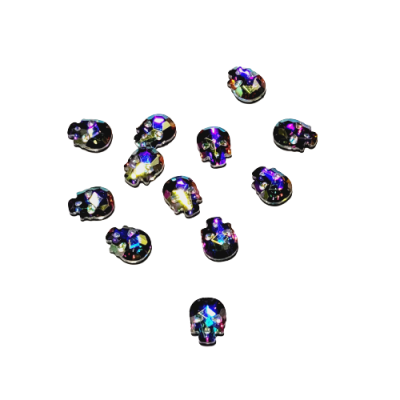 Aurora Crystal AB Skulls Glue On Aurora Flatback Crystal AB Skulls