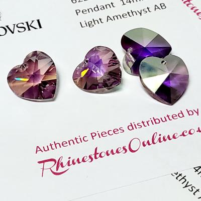 Authentic Swarovski Swarovski 6228 Xilion Heart Pendant - Light Amethyst AB 14mm