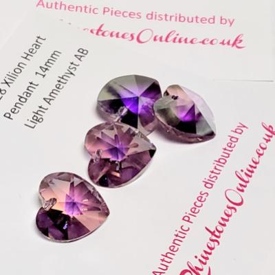 Authentic Swarovski Swarovski 6228 Xilion Heart Pendant - Light Amethyst AB 14mm