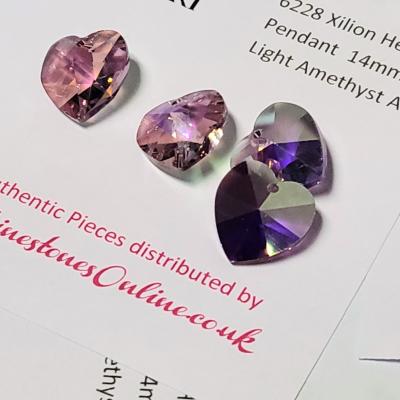 Authentic Swarovski Swarovski 6228 Xilion Heart Pendant - Light Amethyst AB 14mm