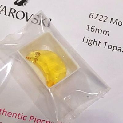 Genuine Swarovski Swarovski 6722 Moon Pendant - Light Topaz 16mm