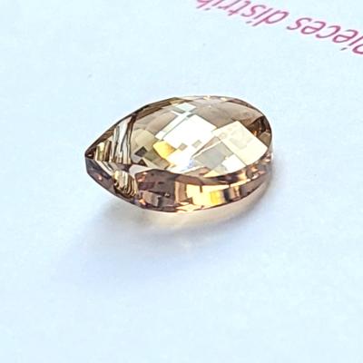 Genuine Swarovski Briolette in profile Swarovski 6012 Flat Briolette Pendant - Crystal Golden Shadow 11x10mm