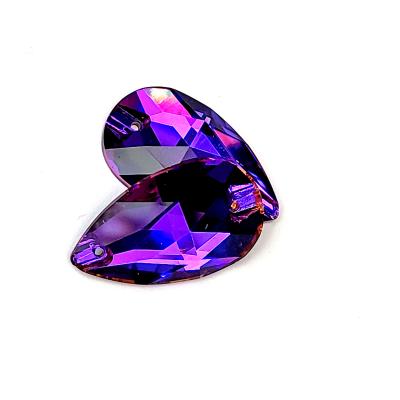 Aurora Pearshape 2 Hole Sew-On Flatback Crystal Violet Blue