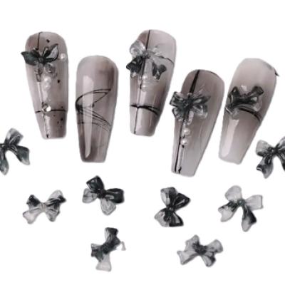 Black white ribbon clear nail art decoration 3D