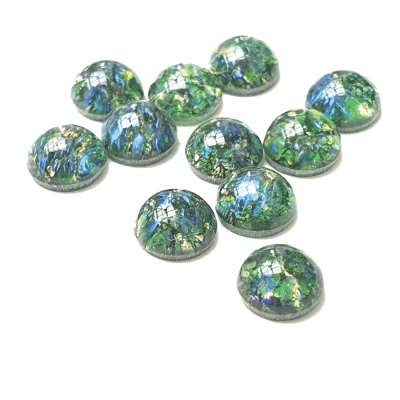 Preciosa Silver Opal Round Cabochons - Green pic 2