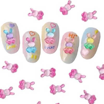 Gummy Rabbit Glass Nail Art Pink Bunny Easter