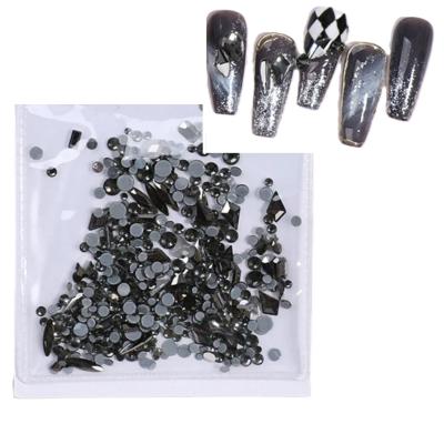 K9 Glass Nail Art Shapes - Jet Hematite RhinestonesOnline Crystal Nail Tips