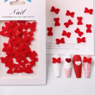 Red Velvet Bow Nail Art