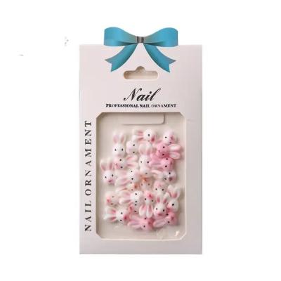 Resin White Rabbit Face Pink Easter Bunny Nail Art Decoration