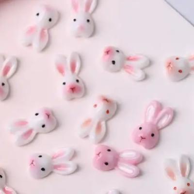 Resin White Rabbit Face Pink Easter Bunny Nail Art Decoration
