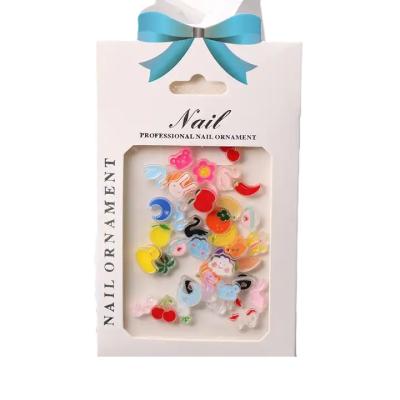Resin nail art fruit surprise mix vegetable animal cartoon birds flowers