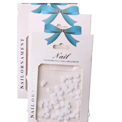 White Velvet Hearts Nail Art